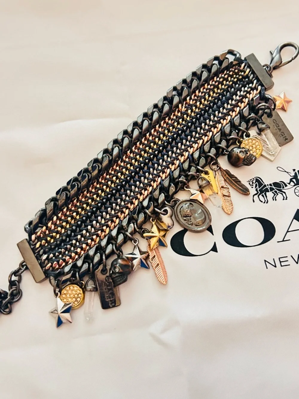EXTREMELY RARE Coach Y2K Tribal Charm Bracelet - Picture 2 of 14